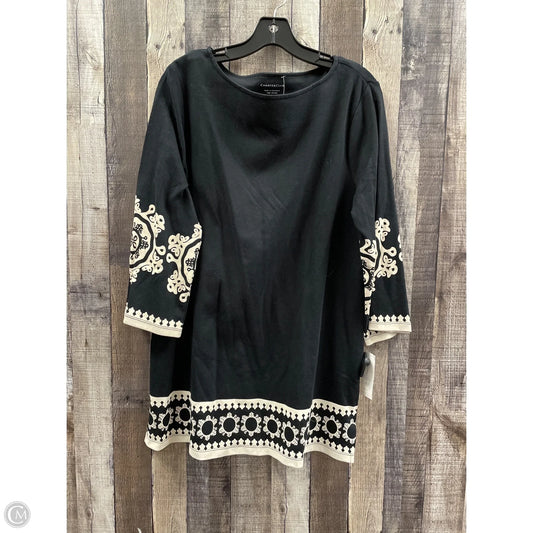 Tunic 3/4 Sleeve By Charter Club In Black, Size: Xl