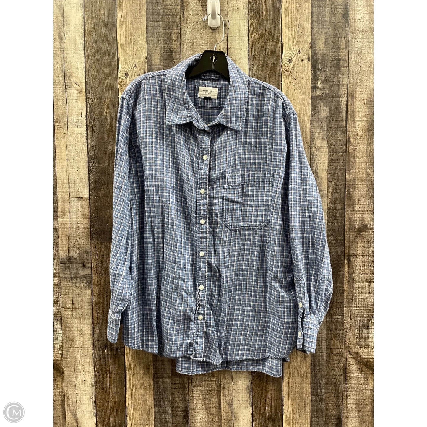 Top Long Sleeve By American Eagle In Blue, Size: L