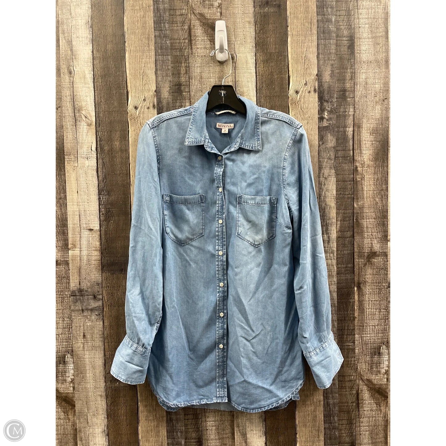 Top Long Sleeve By Merona In Blue, Size: M