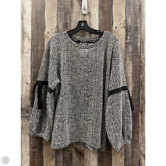 Top 3/4 Sleeve Designer By Karl Lagerfeld In Black & White, Size: Xl