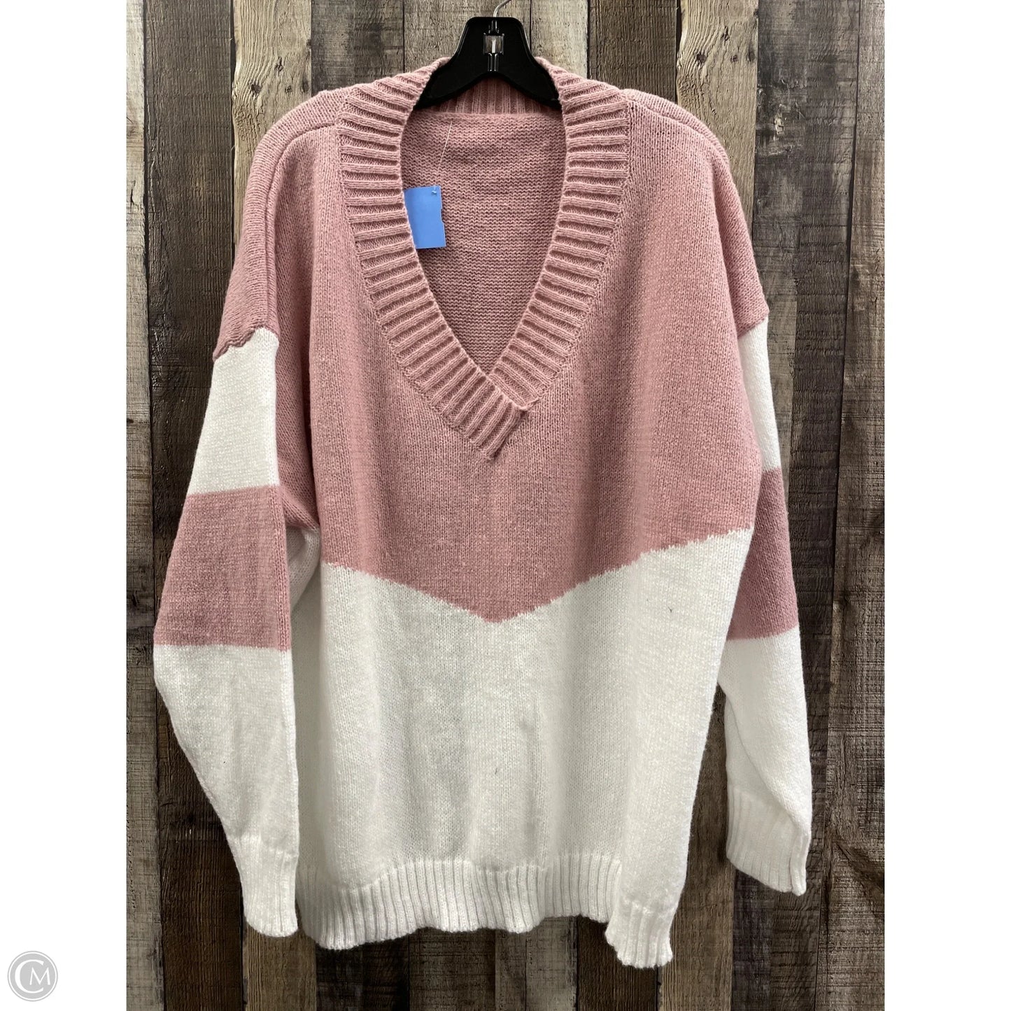 Sweater By Cmf In Pink & White, Size: 3x