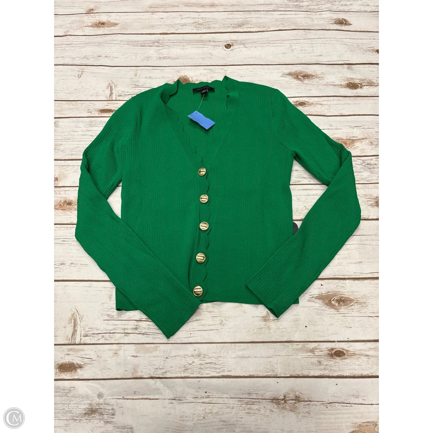 Sweater Cardigan By Ann Taylor In Green, Size: M