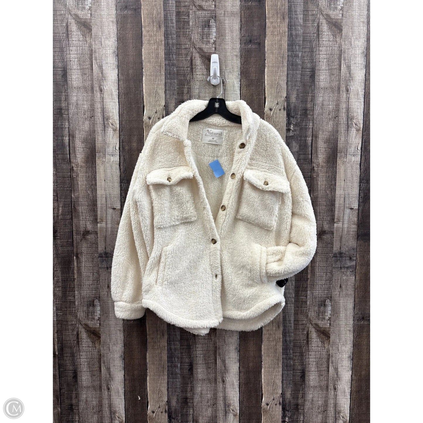 Top Long Sleeve By Natural Reflections In Ivory, Size: M