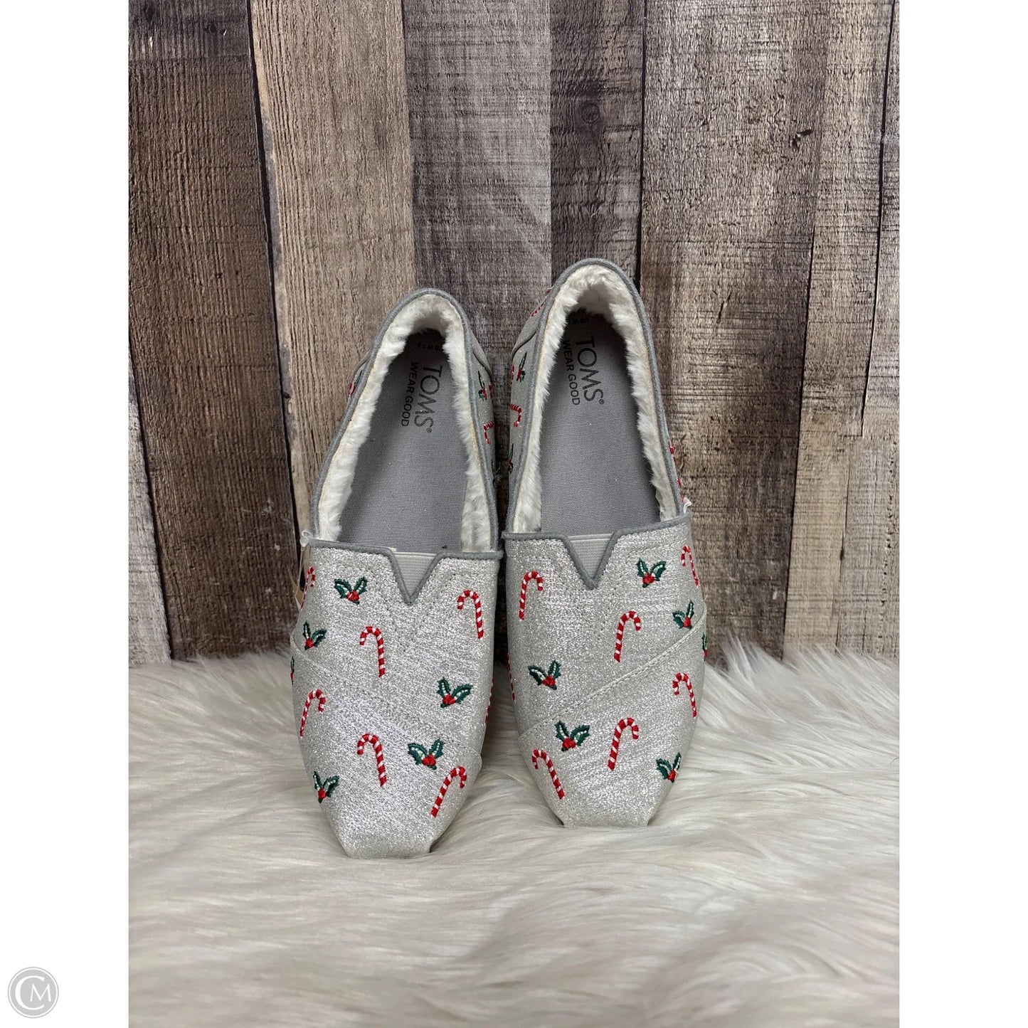 Shoes Flats By Toms In Silver, Size: 7.5