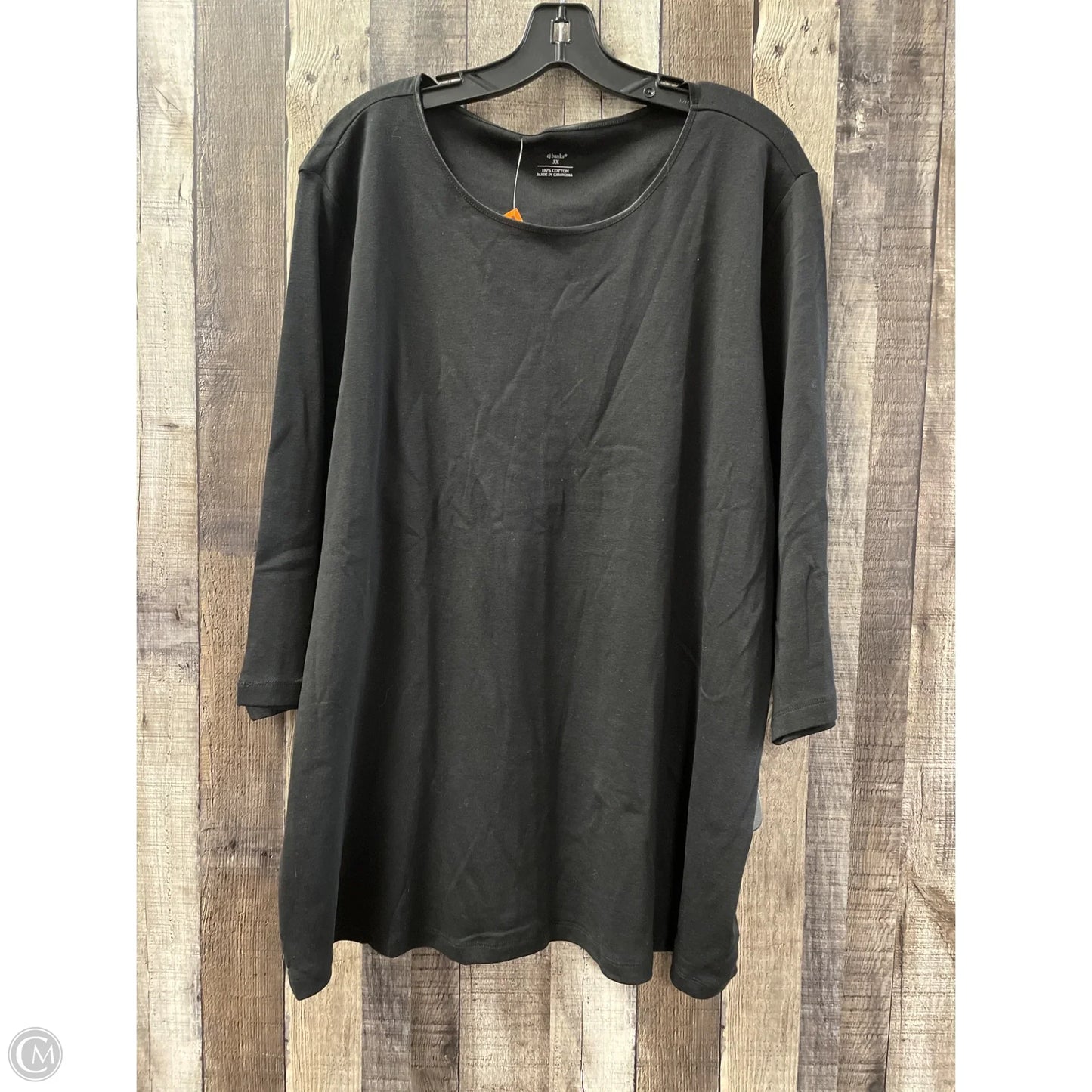 Top 3/4 Sleeve By Cj Banks In Black, Size: 3x