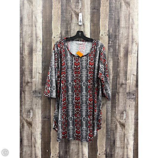 Top 3/4 Sleeve By Cme In Snakeskin Print, Size: Xxl