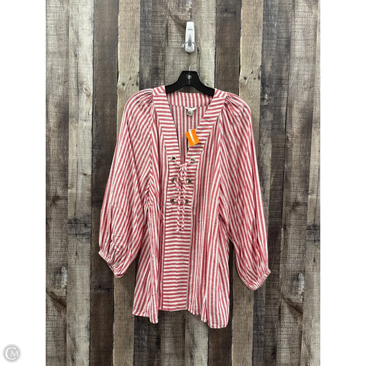 Top 3/4 Sleeve By Cato In Striped Pattern, Size: 1x