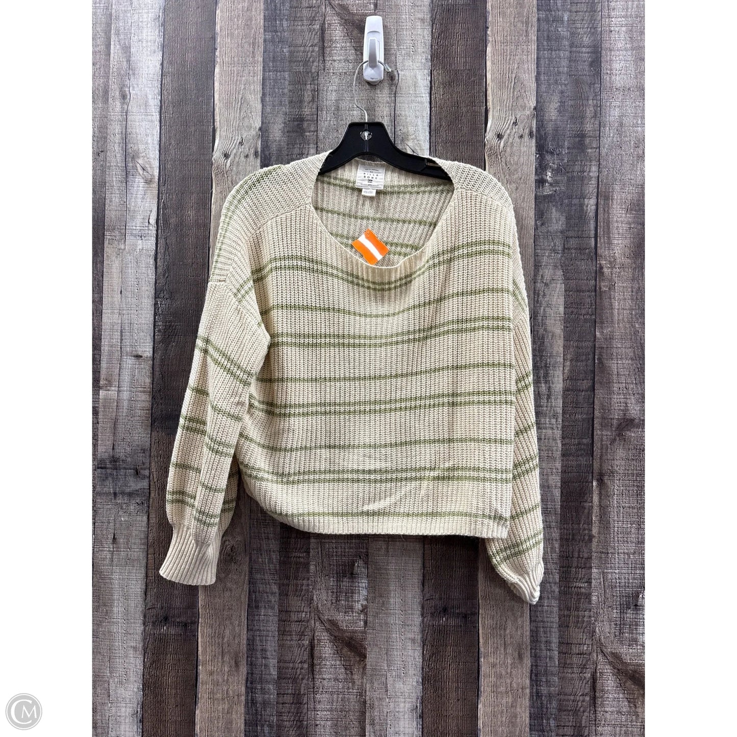 Sweater By Billabong In Cream & Green, Size: M