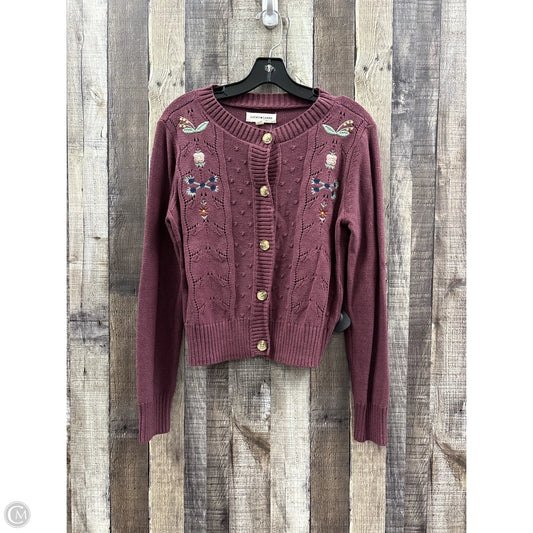 Sweater Cardigan By Lucky Brand In Purple, Size: S