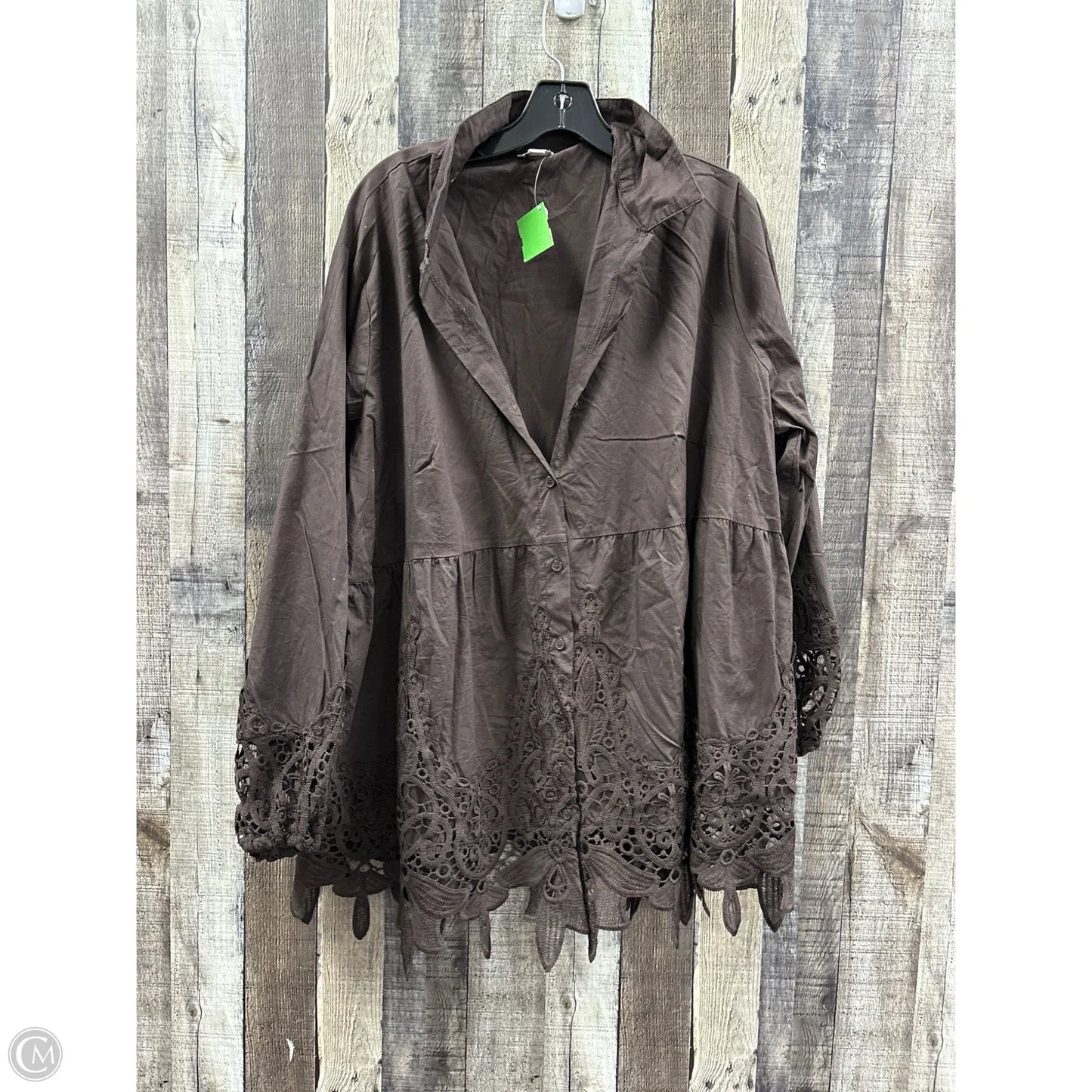 Top Long Sleeve By Cato In Brown, Size: 3x
