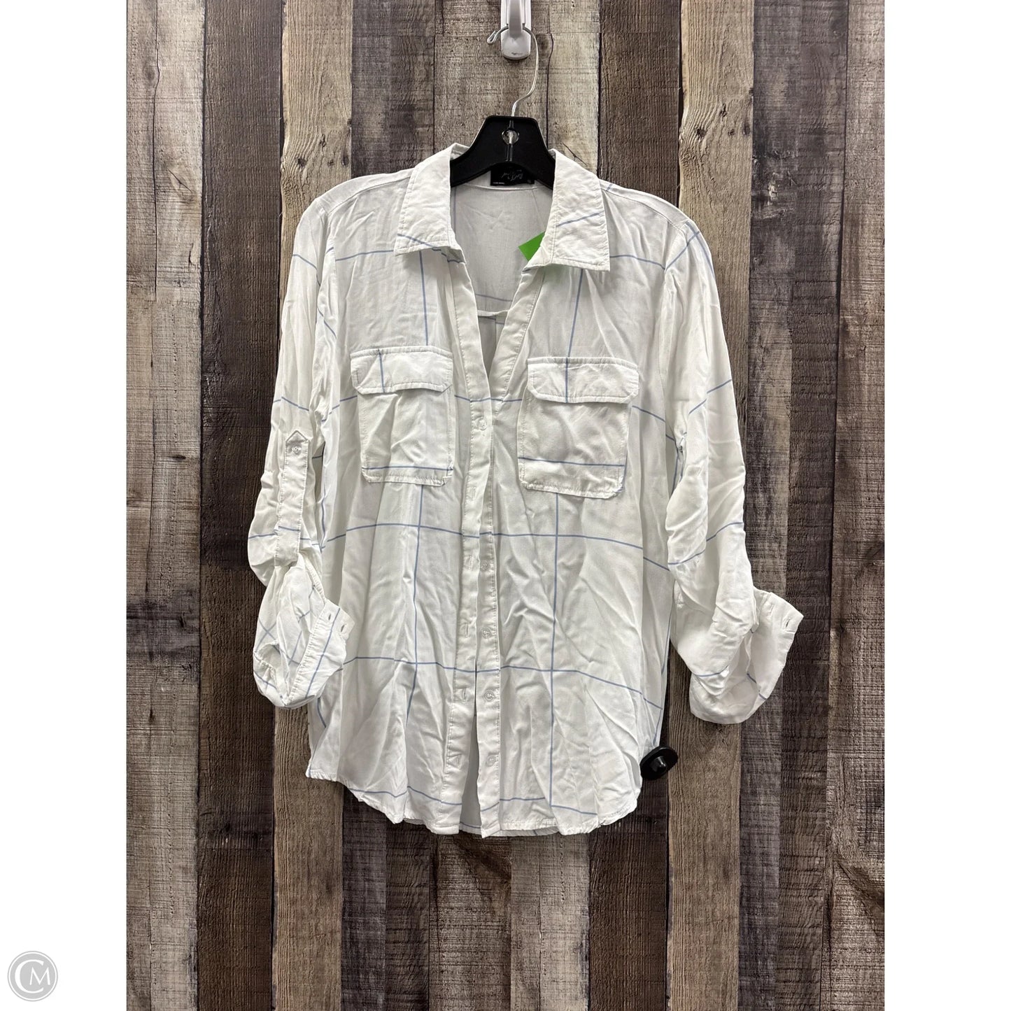 Top Long Sleeve By Milk & Honey In Blue & White, Size: M