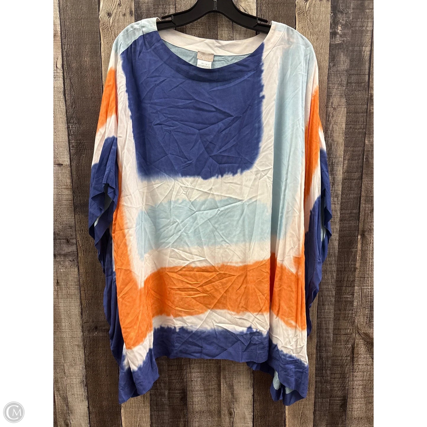 Tunic Short Sleeve By Chicos In Tie Dye Print, Size: L