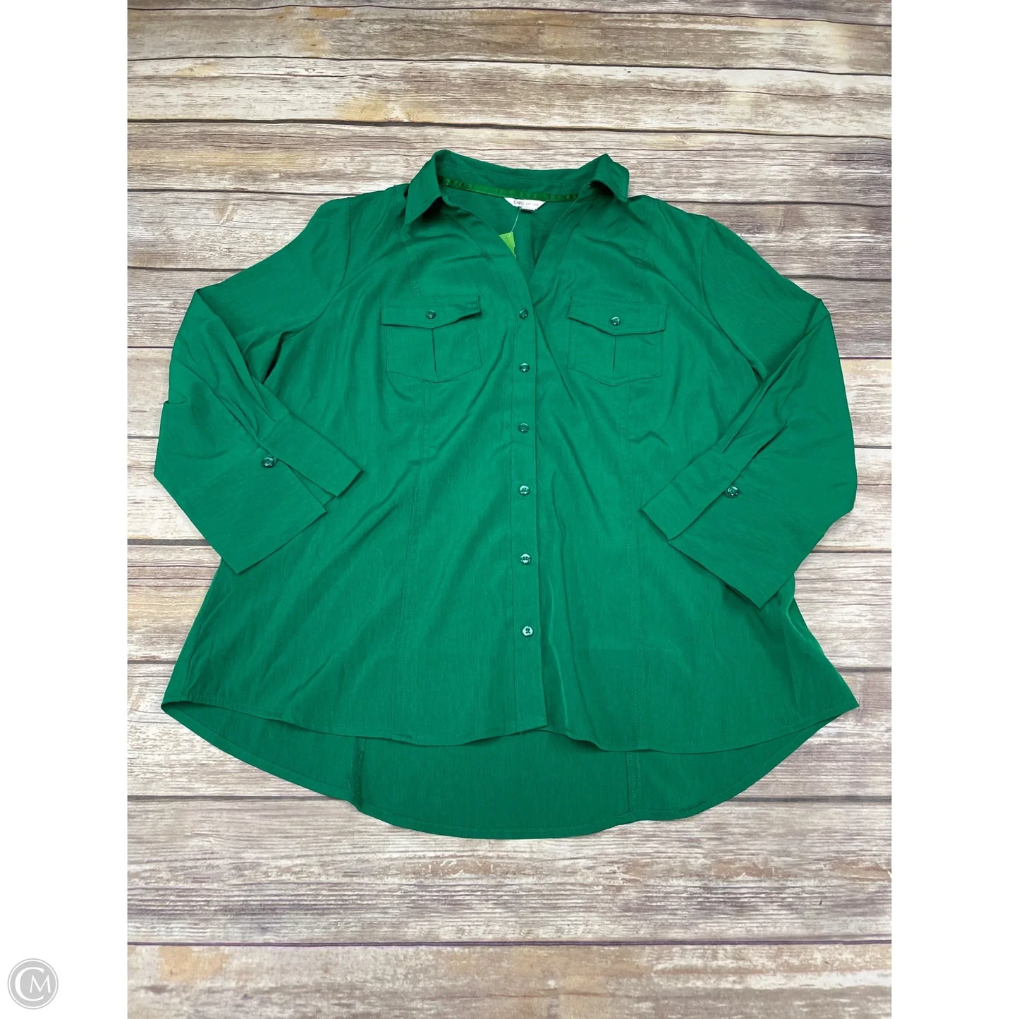 Top Long Sleeve By Cato In Green, Size: Xl