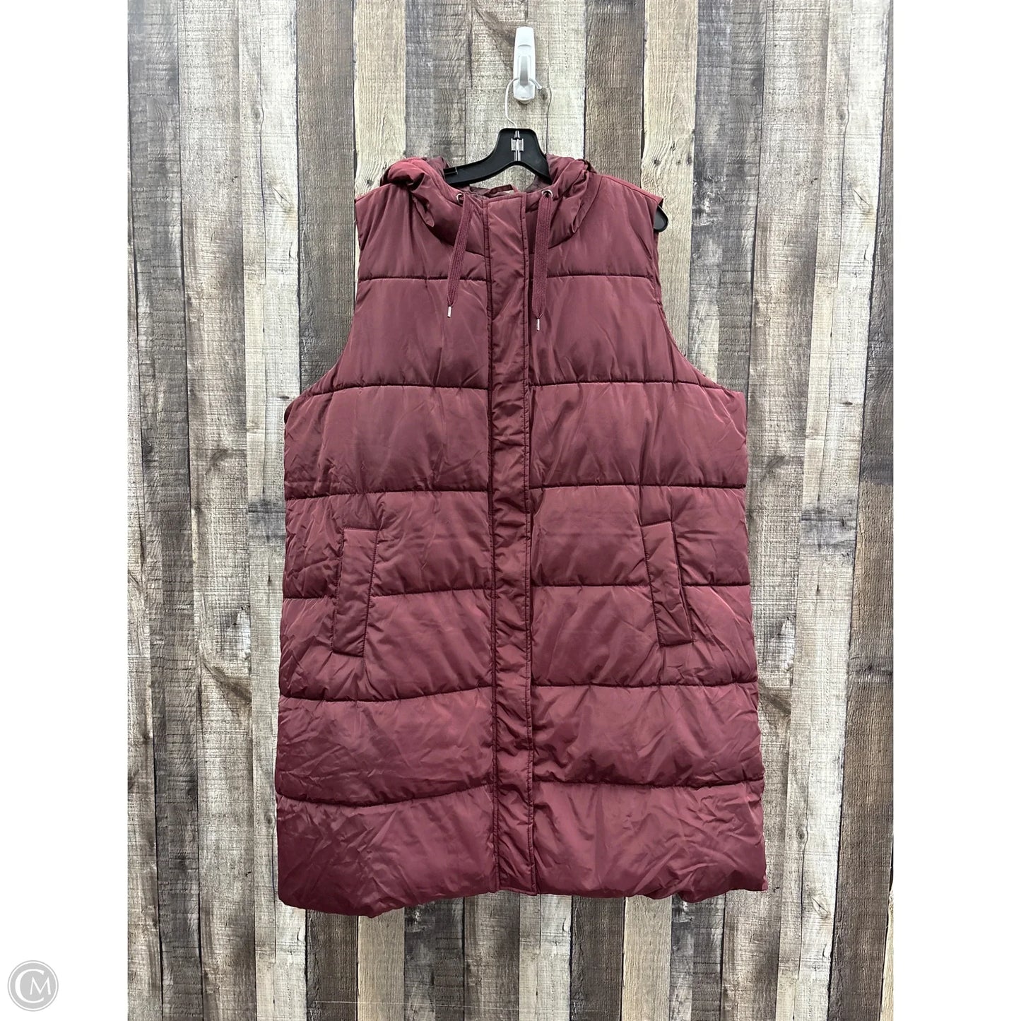 Vest Puffer & Quilted By Ellos In Maroon, Size: 1x