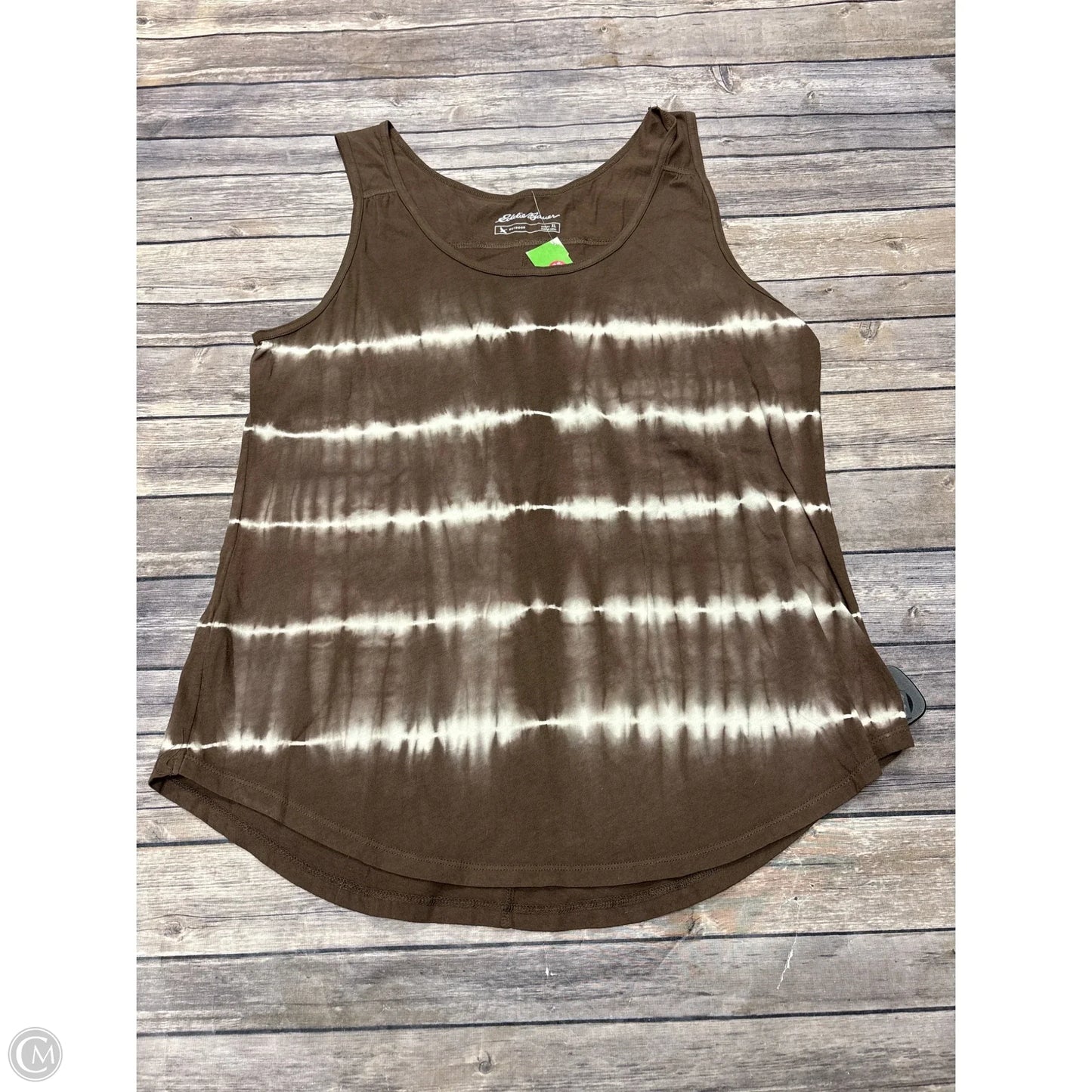 Top Sleeveless By Eddie Bauer In Brown & White, Size: Xl
