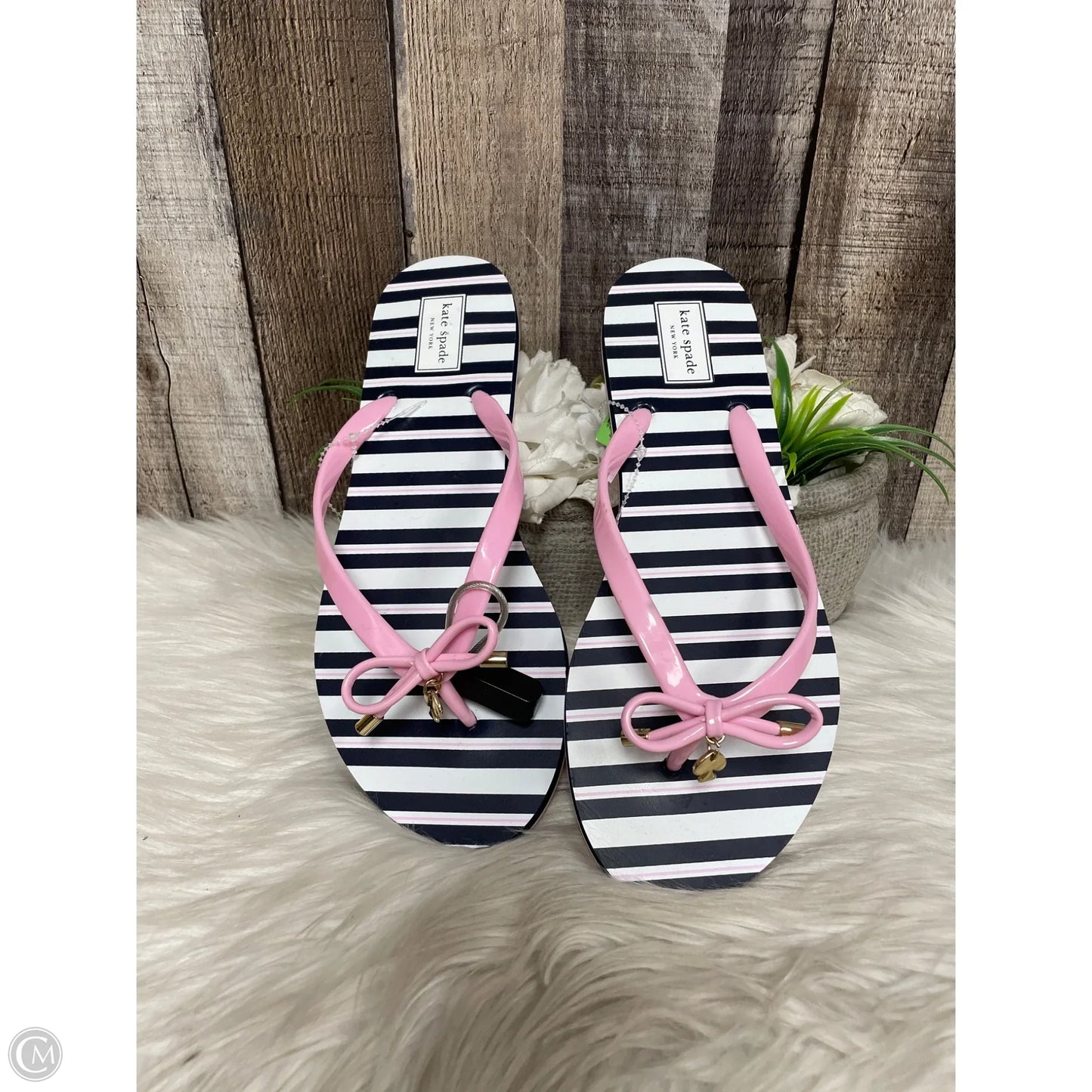 Sandals Designer By Kate Spade In Striped Pattern, Size: 10