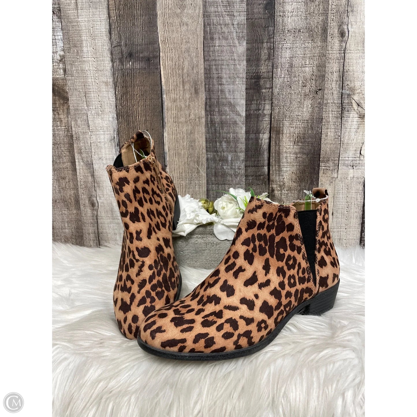 Boots Ankle Heels By So In Animal Print, Size: 8.5