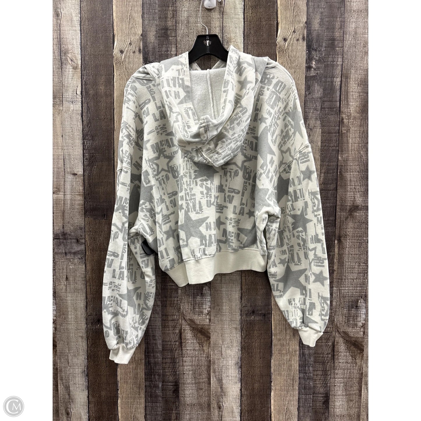 Sweatshirt Hoodie By Cme In Cream & Grey, Size: M