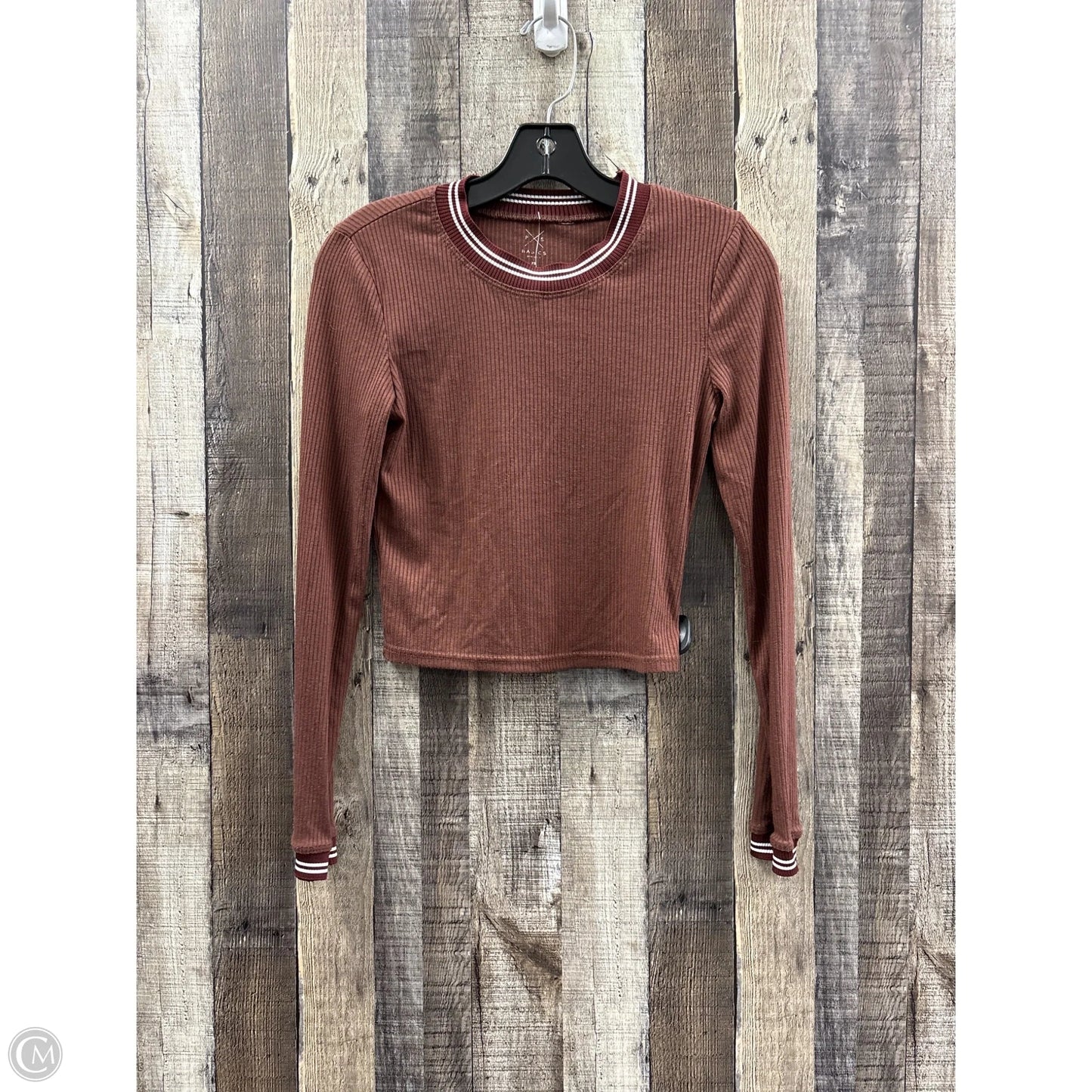 Top Long Sleeve By Cme In Brown & White, Size: Xs