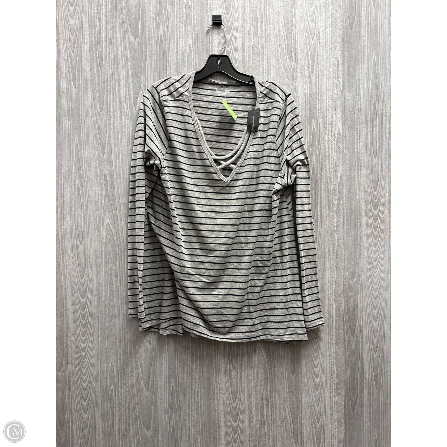 Top Long Sleeve By Lane Bryant In Black & Grey, Size: Xl