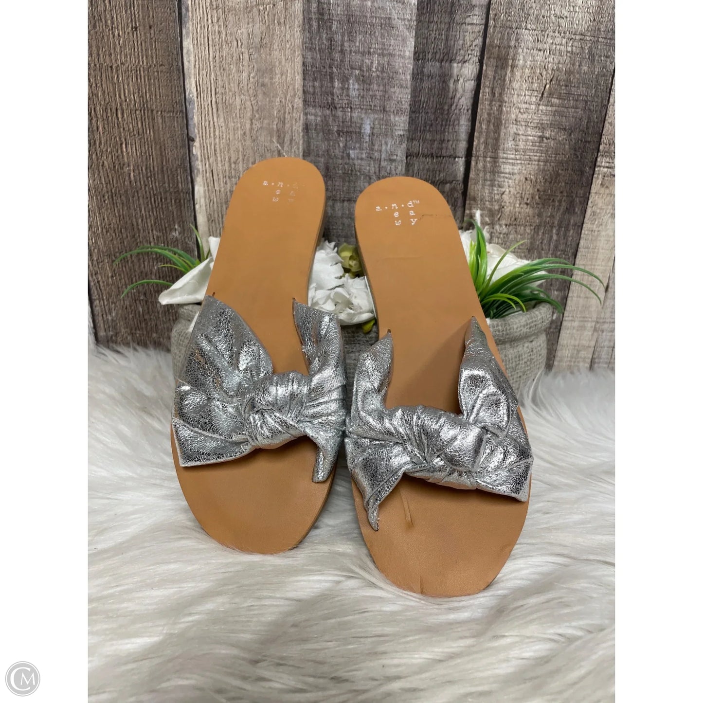 Sandals Flats By A New Day In Silver, Size: 6.5