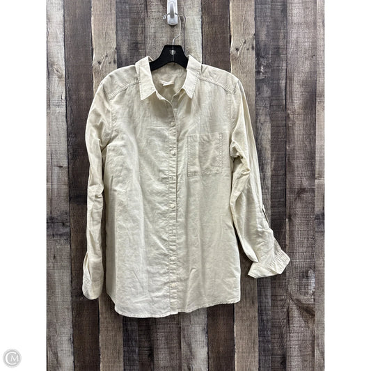 Top Long Sleeve By Caslon In Tan, Size: M