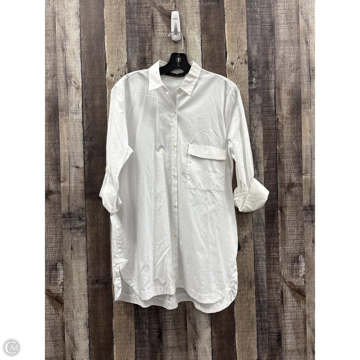 Top Long Sleeve By Zara Basic In White, Size: M