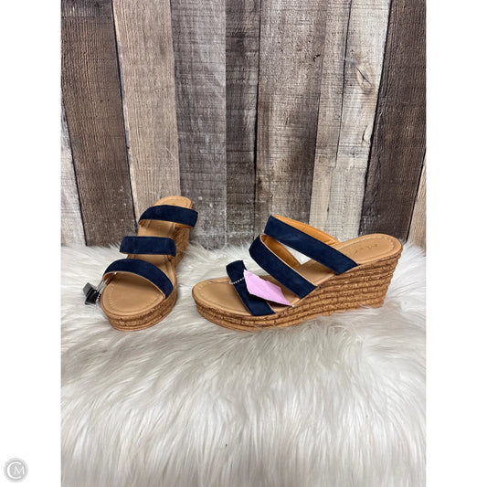 Sandals Heels Wedge By Cme In Blue & Tan, Size: 8