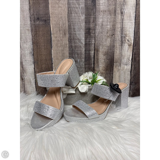 Sandals Heels Block By Kelly And Katie In Silver, Size: 10