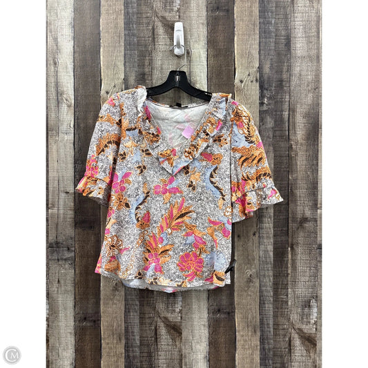 Top Short Sleeve By International Concepts In Multi-colored, Size: M