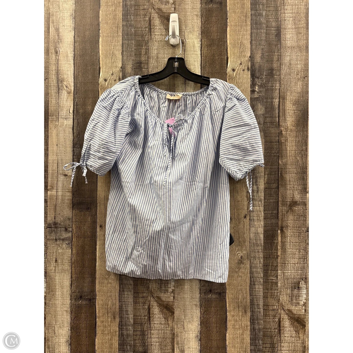 Top 3/4 Sleeve Designer By Tory Burch In Blue & White, Size: S