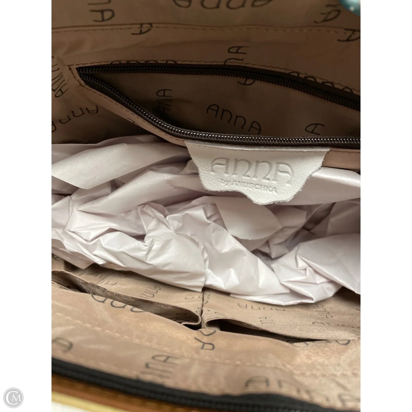 Handbag Leather By Anna, Size: Medium