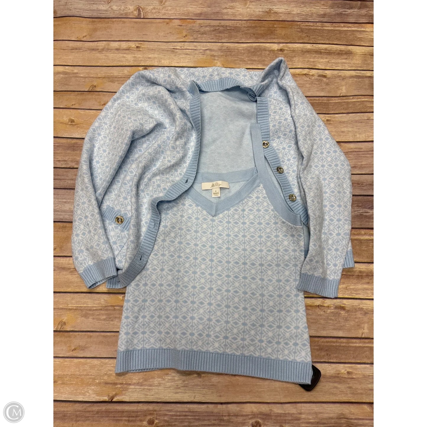 Cardigan Designer By Lilly Pulitzer In Blue & White, Size: S