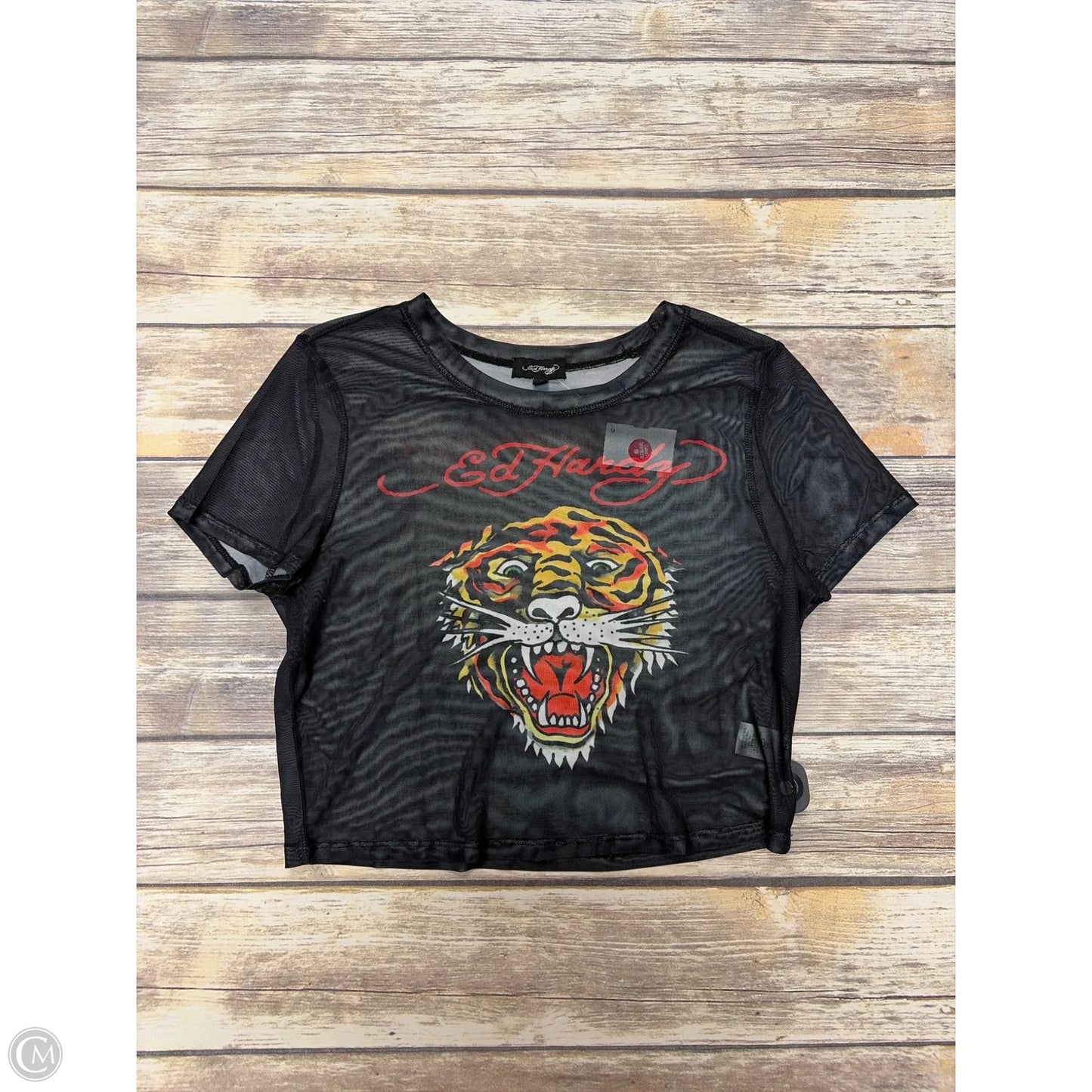 Top Short Sleeve By Ed Hardy In Black, Size: Xl