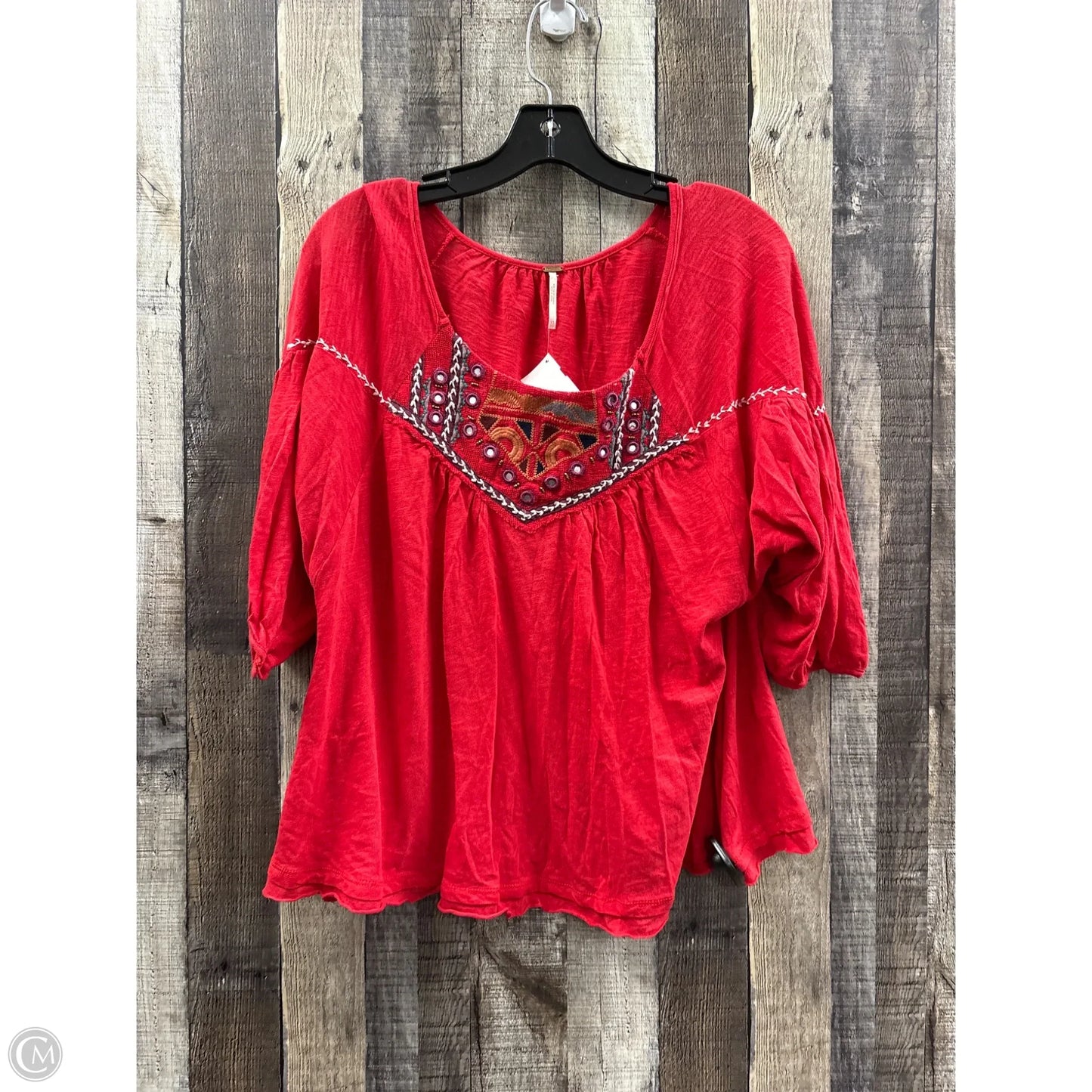 Top 3/4 Sleeve By Free People In Red, Size: Xs
