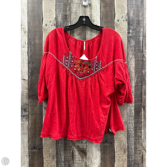 Top 3/4 Sleeve By Free People In Red, Size: Xs