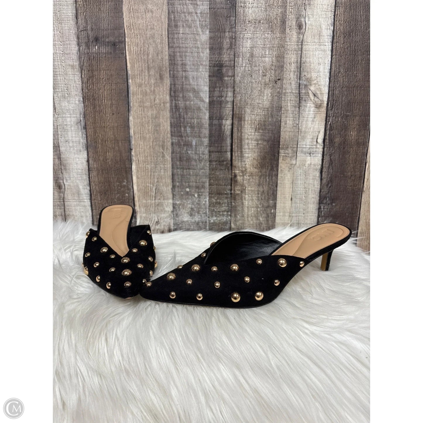 Shoes Heels Kitten By Inc In Black & Gold, Size: 9.5
