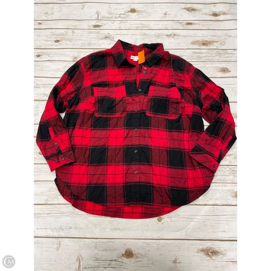 Top Long Sleeve By Ava & Viv In Black & Red, Size: 1x