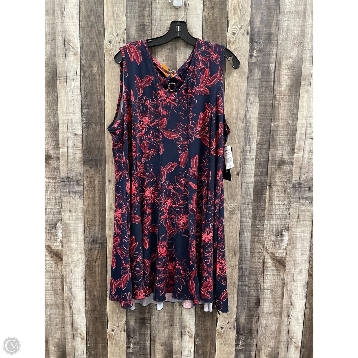 Dress Casual Short By Cocomo In Blue & Red, Size: 2x