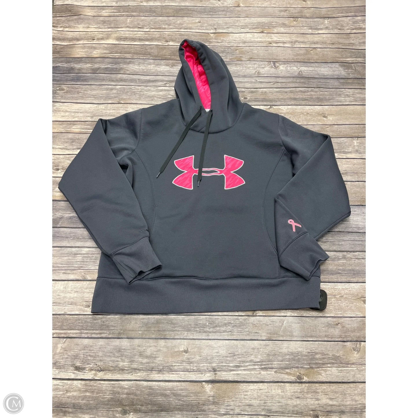 Sweatshirt Hoodie By Under Armour In Grey, Size: L