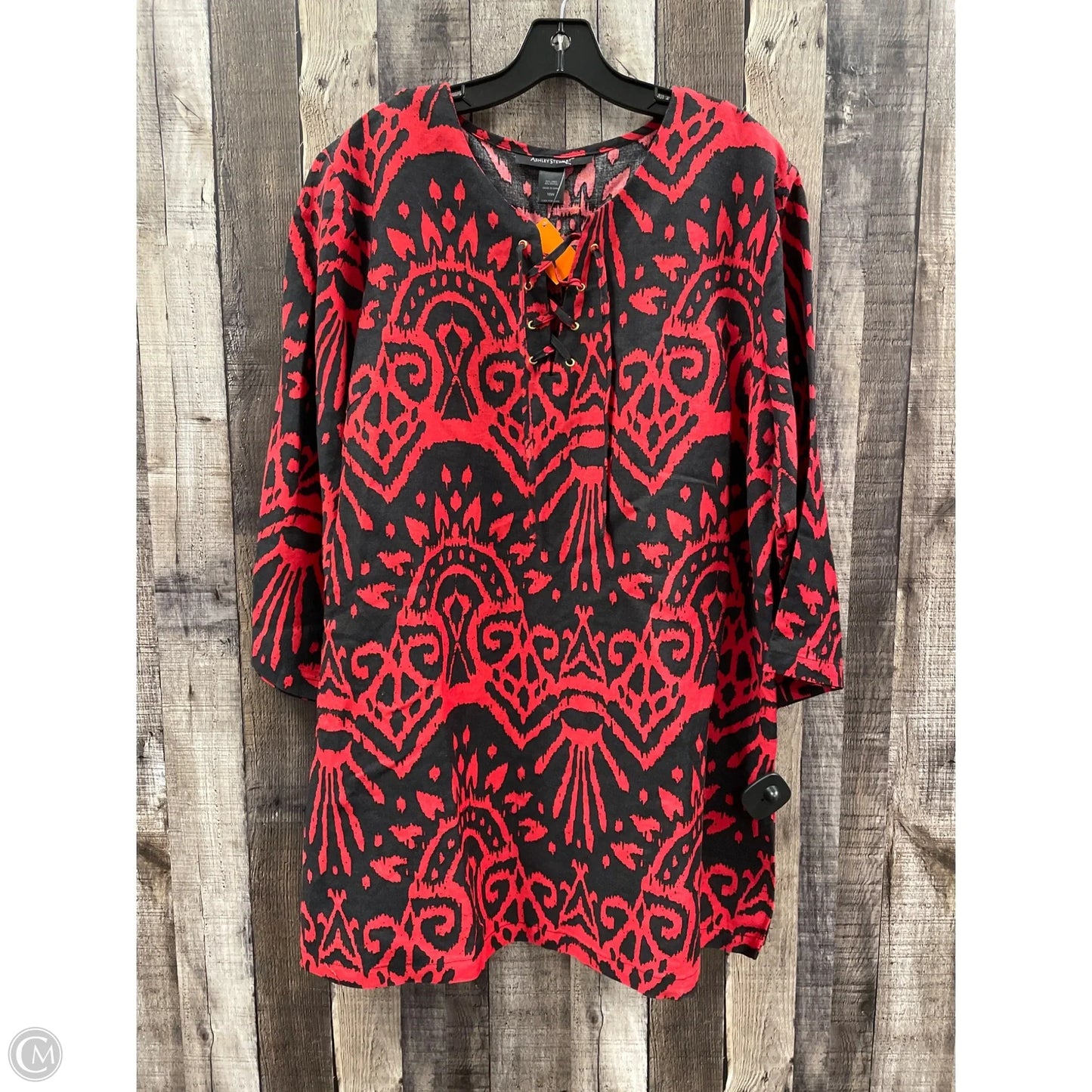 Tunic Long Sleeve By Ashley Stewart In Black & Red, Size: 16