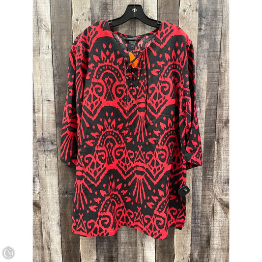 Tunic Long Sleeve By Ashley Stewart In Black & Red, Size: 16