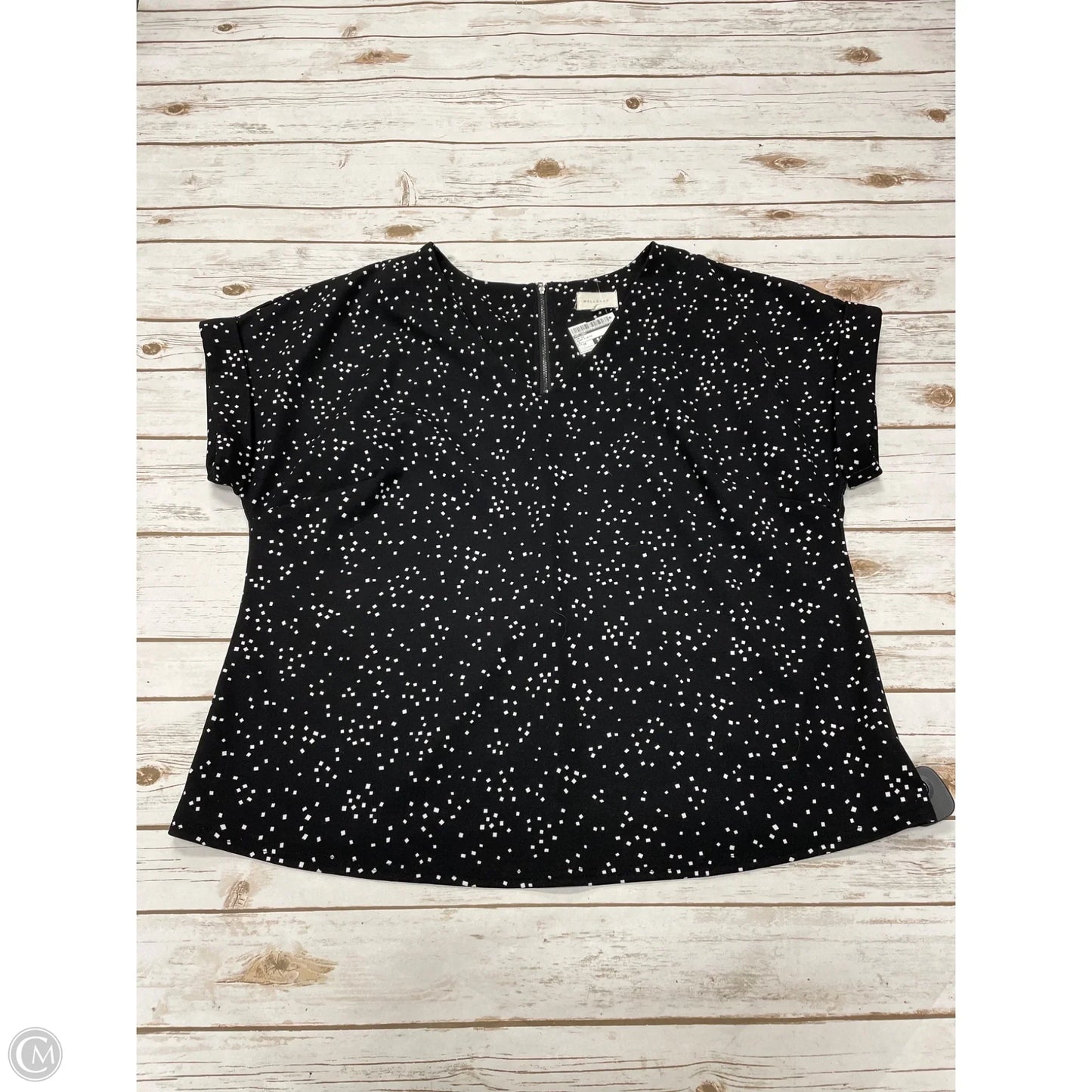 Top Short Sleeve By Melloday In Black & White, Size: 1x