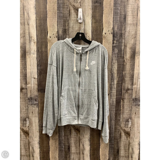 Athletic Jacket By Nike In Grey, Size: 1x