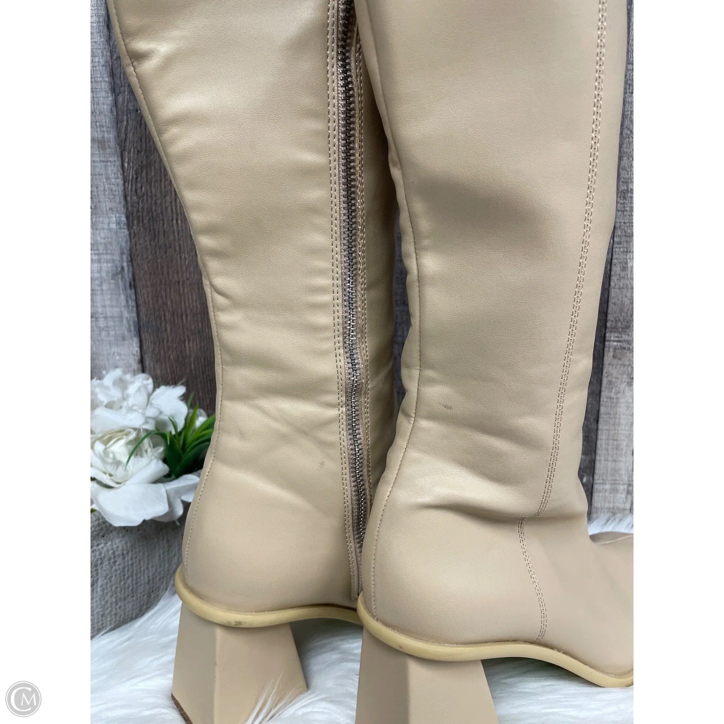 Boots Knee Heels By Cme In Tan, Size: 8