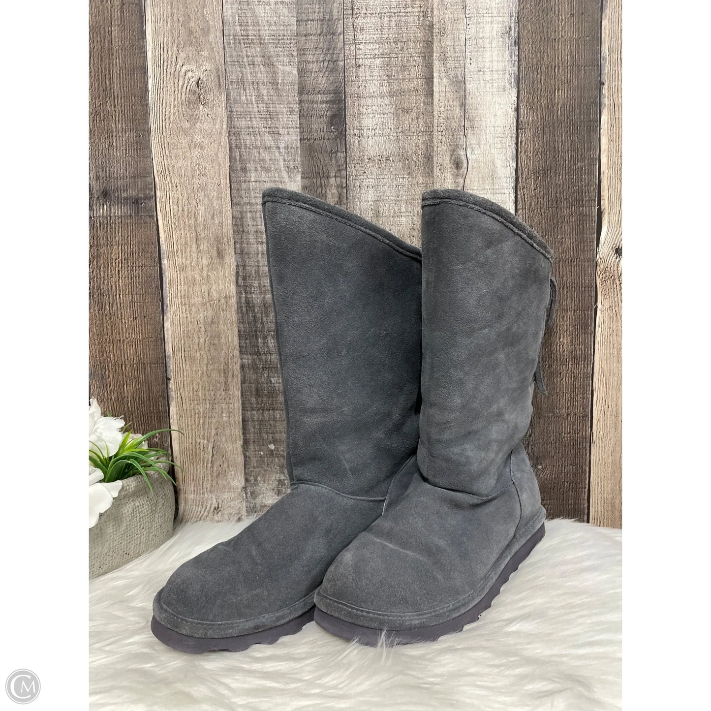 Boots Mid-calf Flats By Bearpaw In Grey, Size: 8