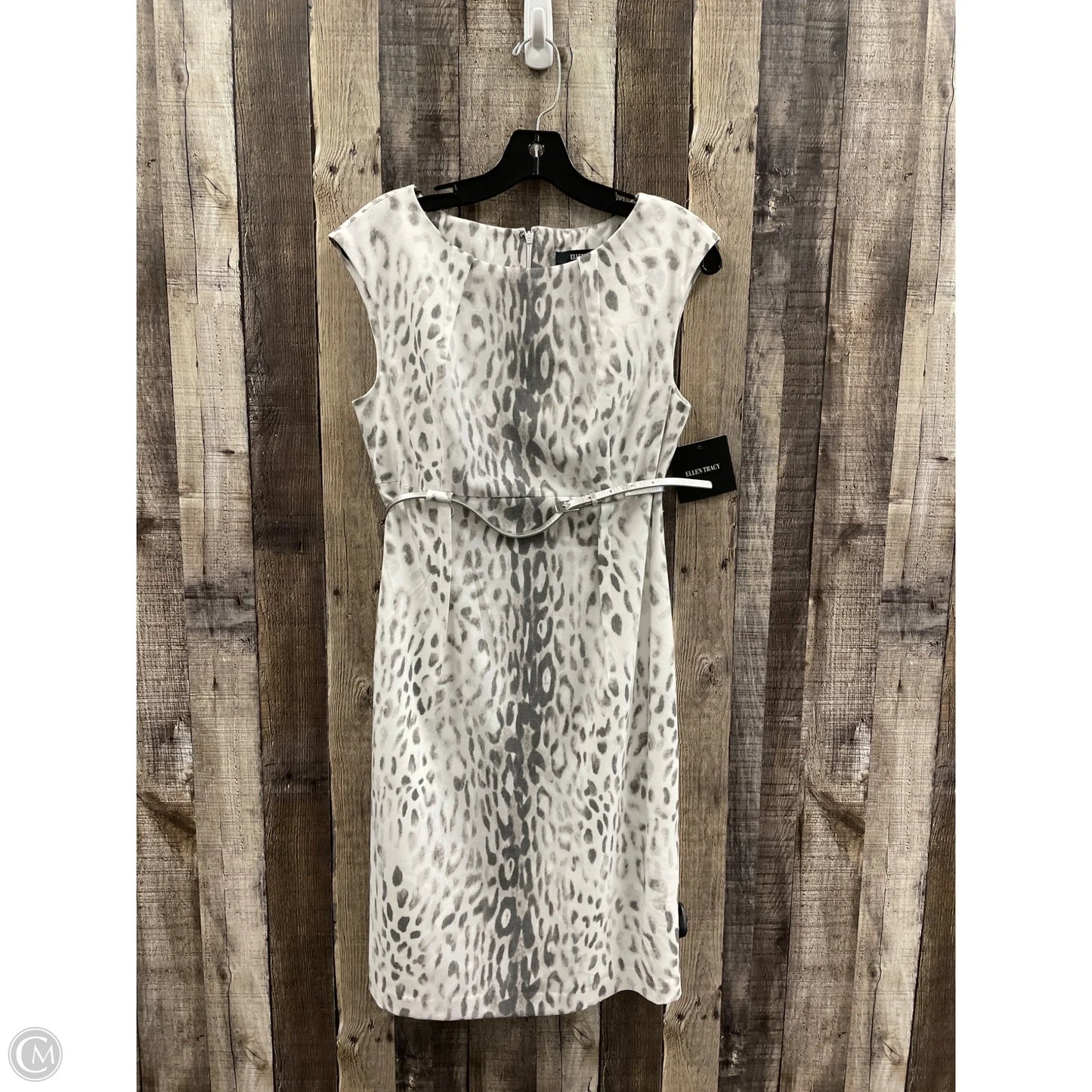 Dress Casual Midi By Ellen Tracy In Grey & White, Size: M