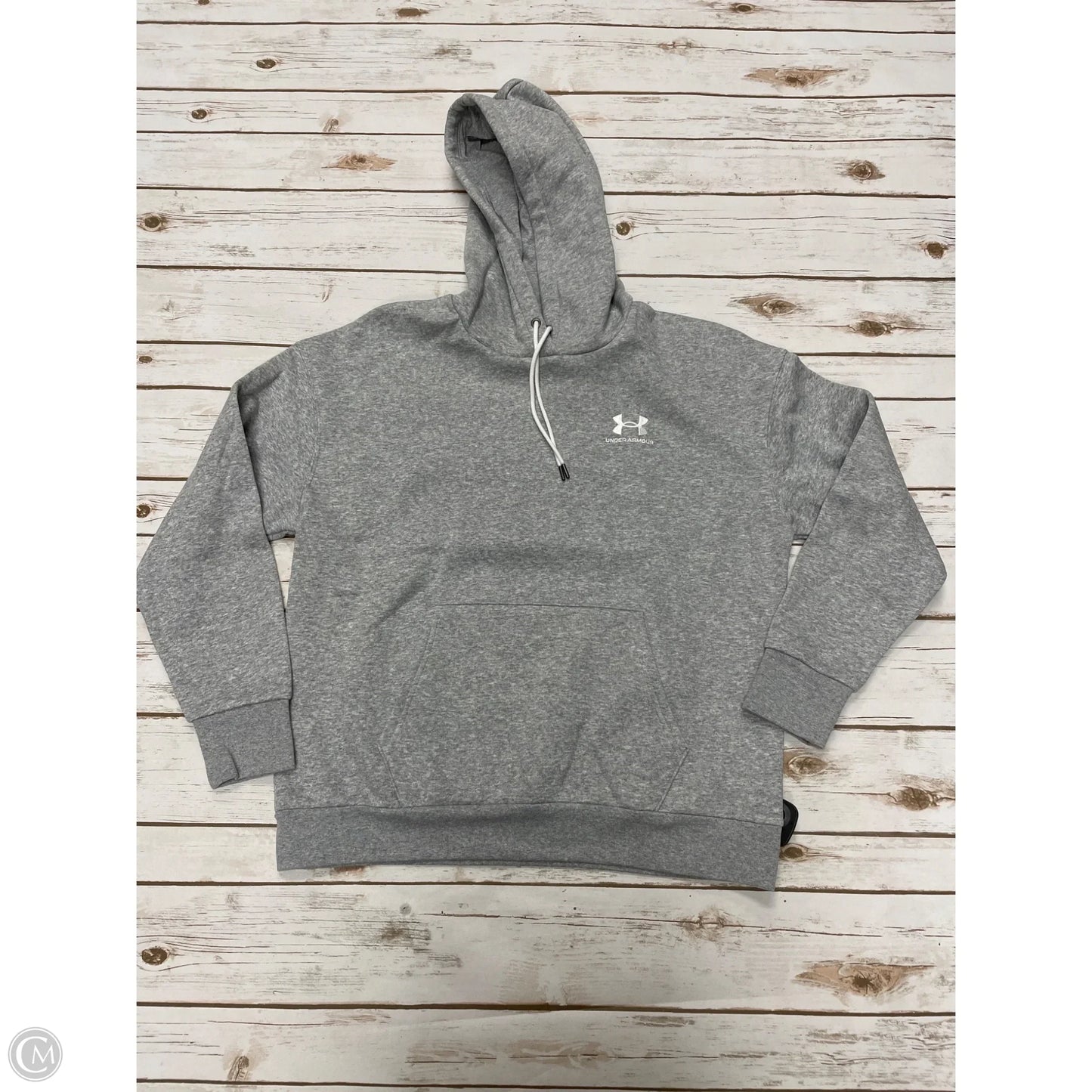 Athletic Sweatshirt Hoodie By Under Armour In Grey, Size: L