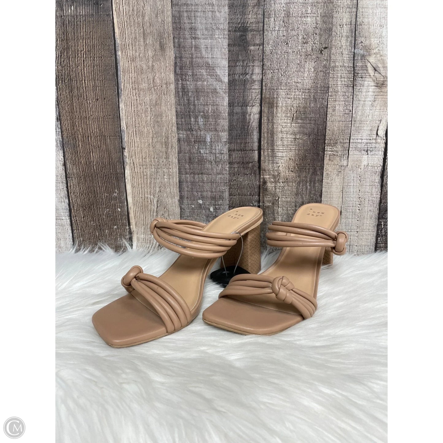 Sandals Heels Block By A New Day In Tan, Size: 9