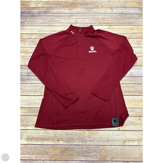 Athletic Top Long Sleeve Collar By Under Armour In Maroon, Size: Xl